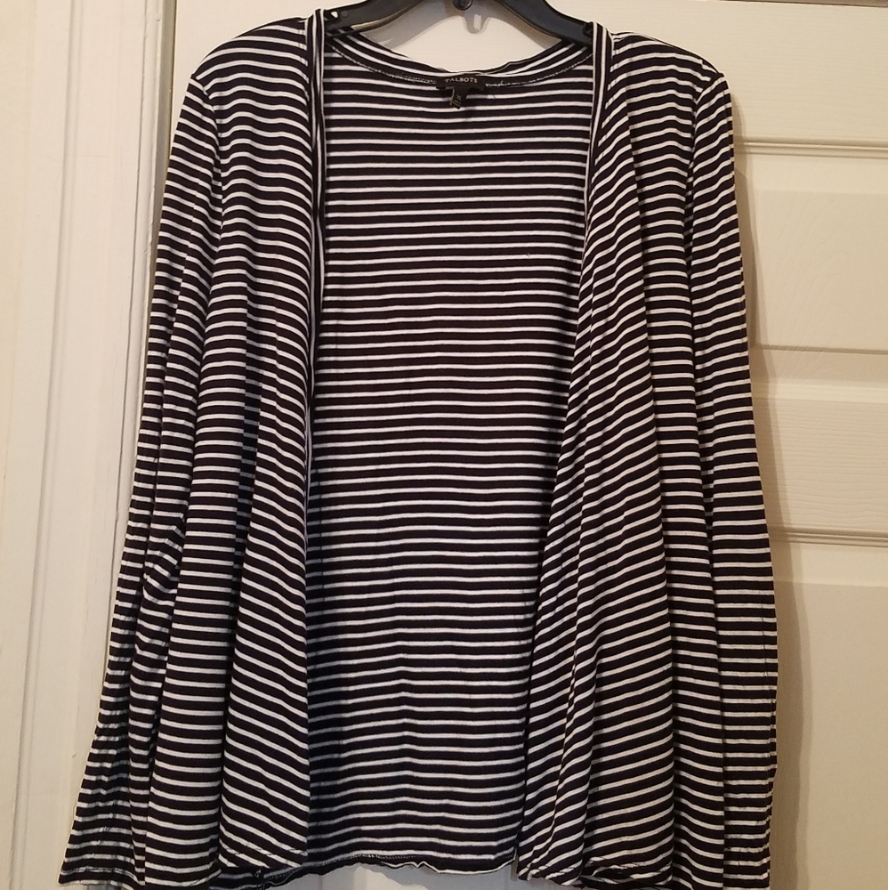 talbots striped cardigan